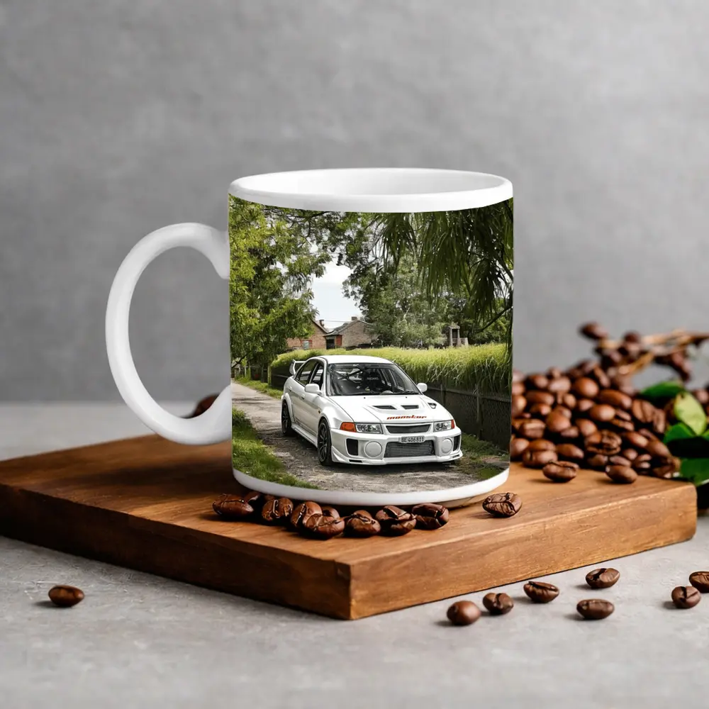 Mitsubishi Lancer Evolution White Gravel Road – Mugs