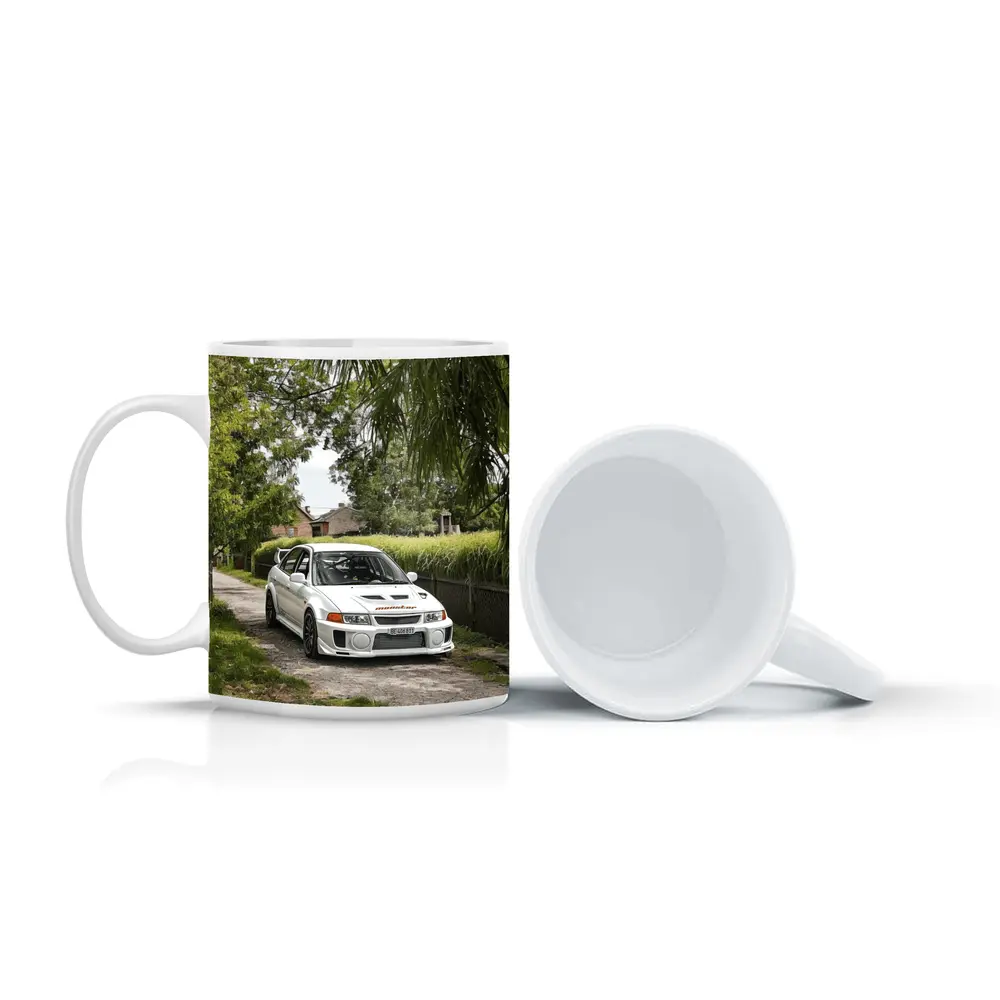 Mitsubishi Lancer Evolution White Gravel Road – Mugs