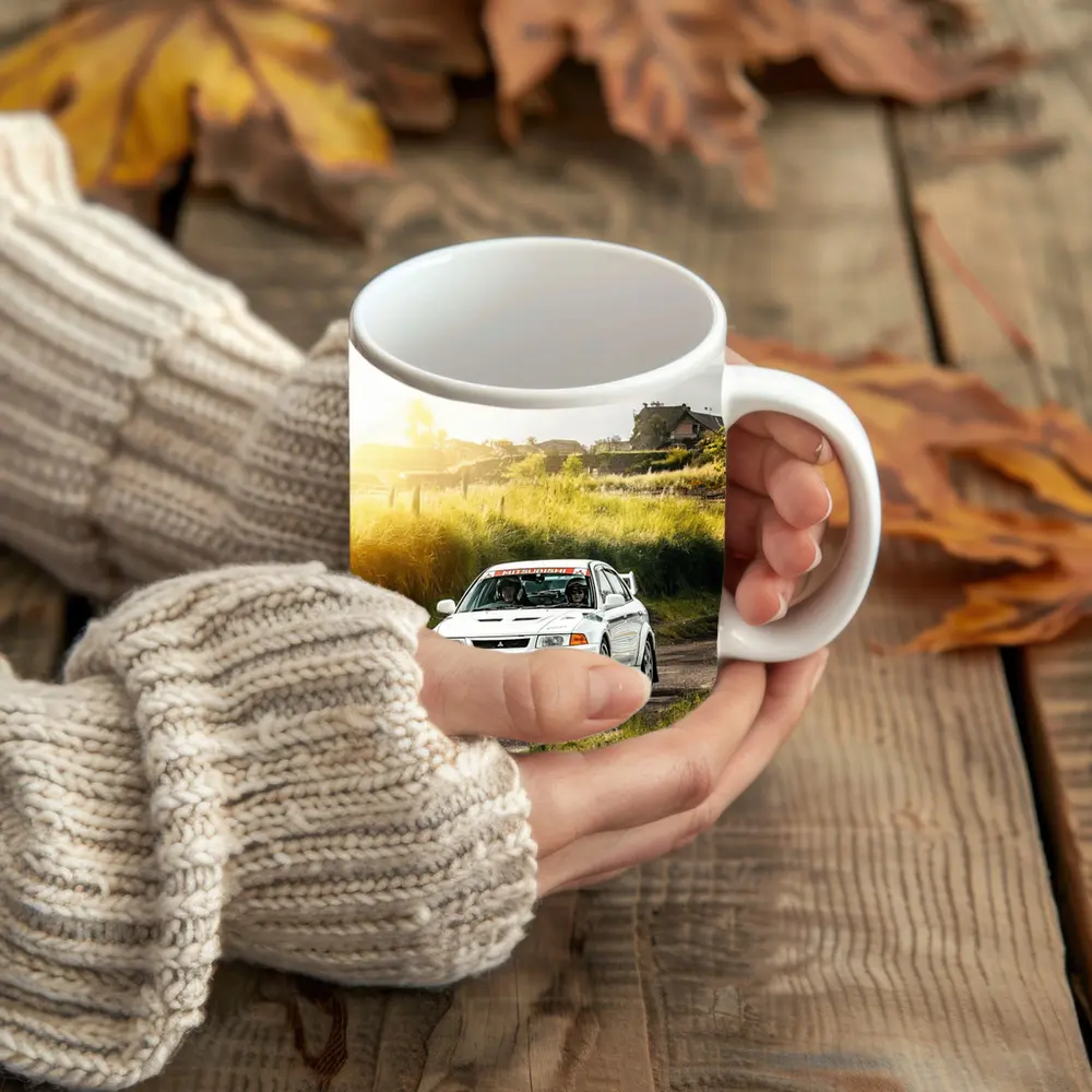 Mitsubishi Lancer Evolution White Rally Road – Mugs