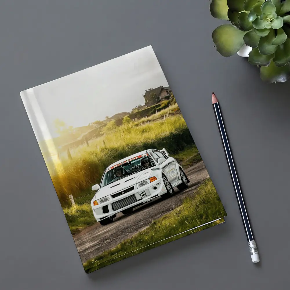 Mitsubishi Lancer Evolution White Rally Road – Notebooks