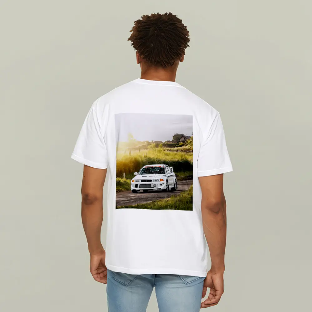 Mitsubishi Lancer Evolution White Rally Road – T-Shirts
