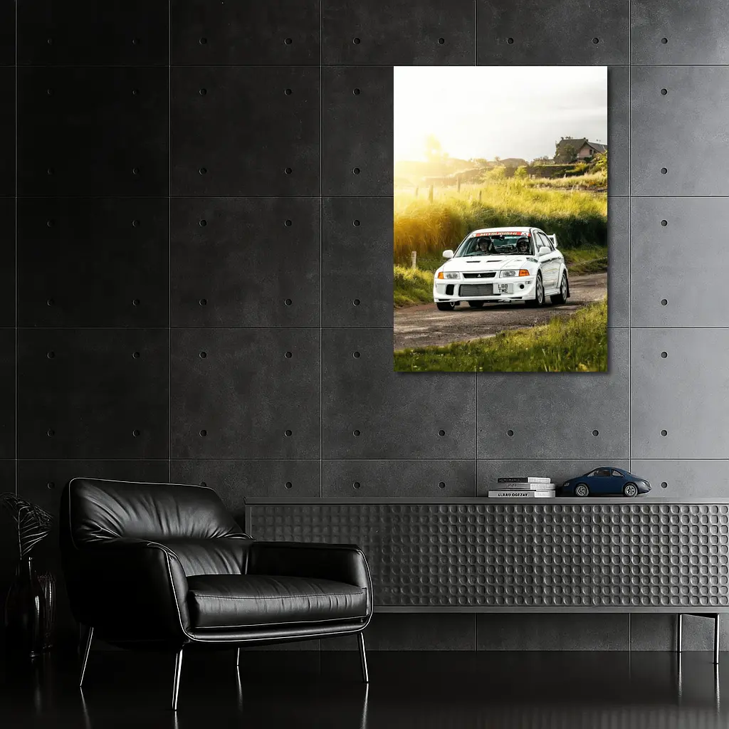 Mitsubishi Lancer Evolution White Rally Road – Wall Art