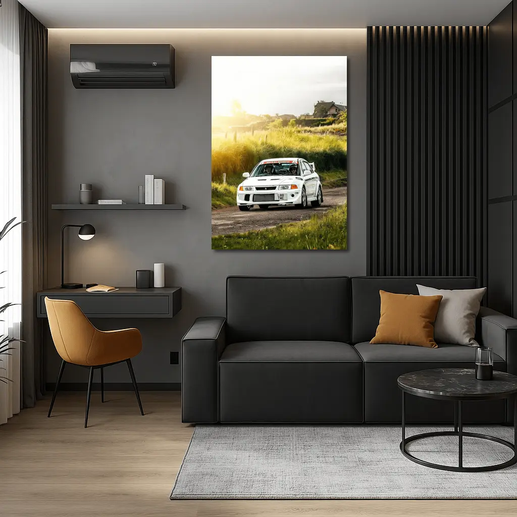 Mitsubishi Lancer Evolution White Rally Road – Wall Art