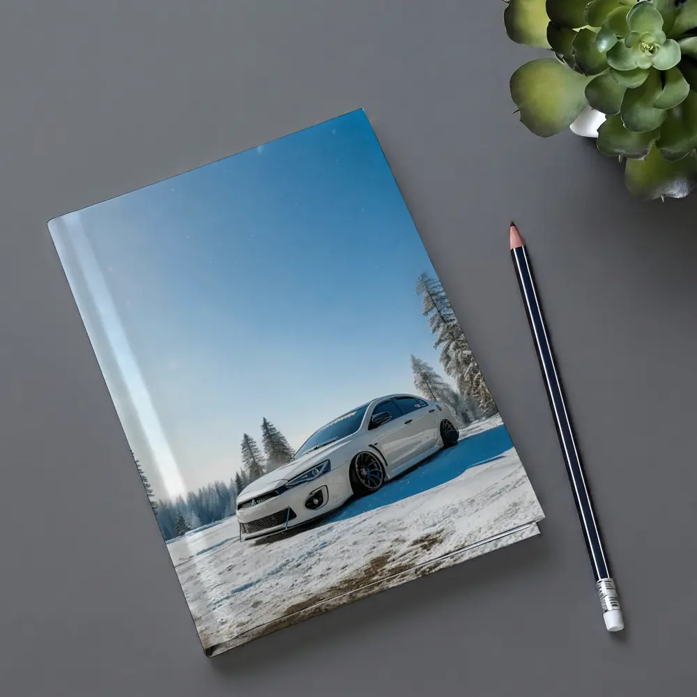 Mitsubishi Lancer White Stance Snow Forest – Notebooks