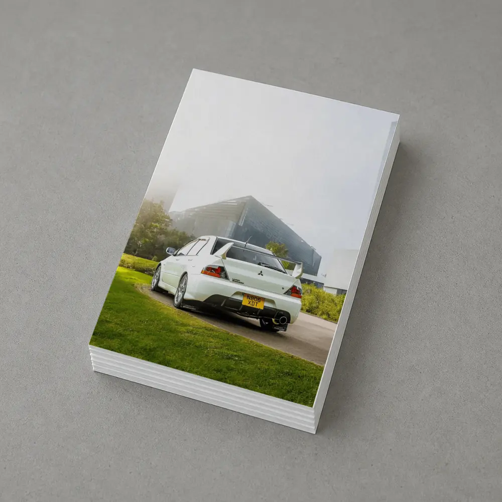 Mitsubishi Lancer Evolution White City Background – Postcards