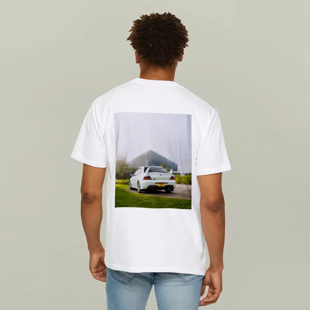 Mitsubishi Lancer Evolution White City Background – T-Shirts