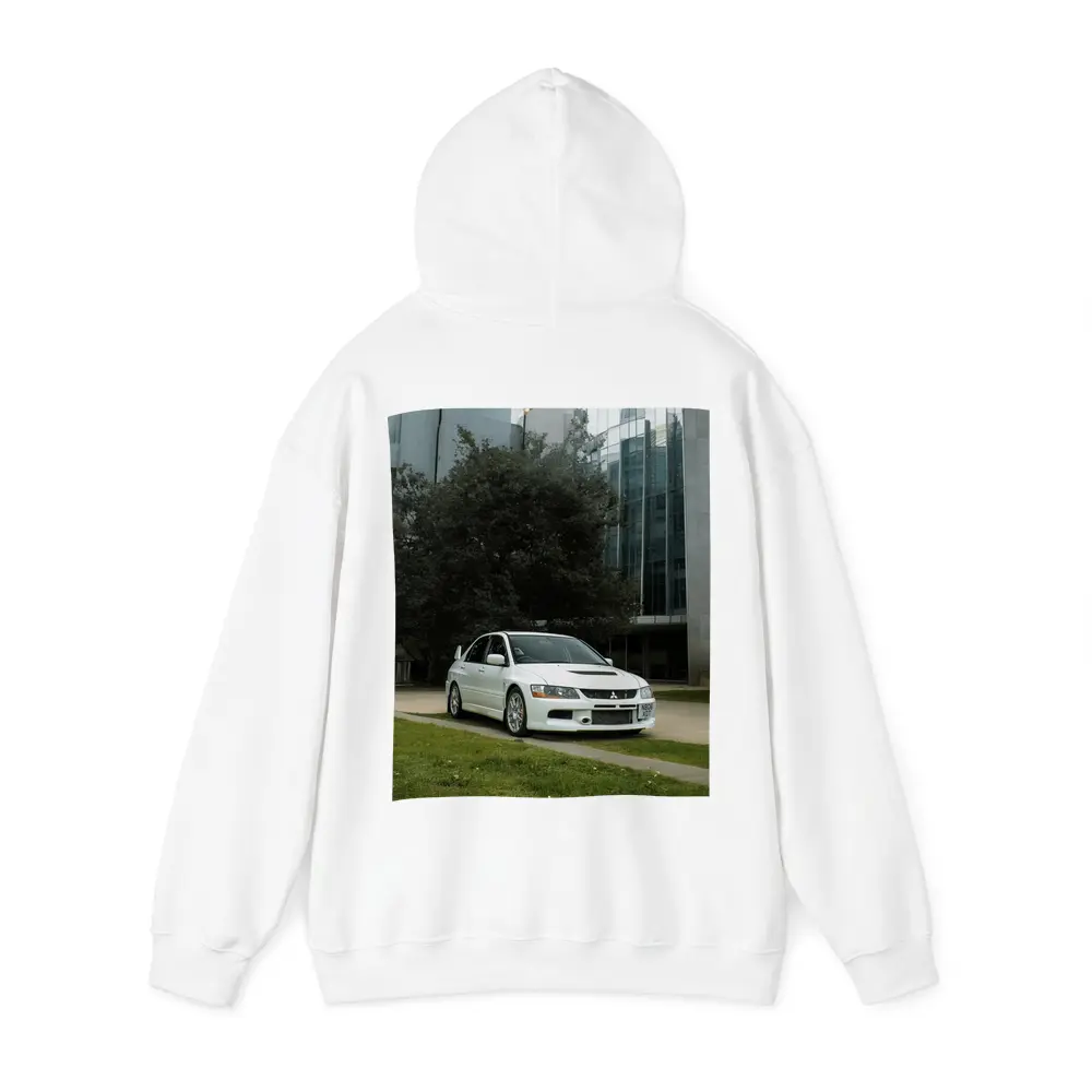 Mitsubishi Lancer Evolution White Urban City – Hoodies