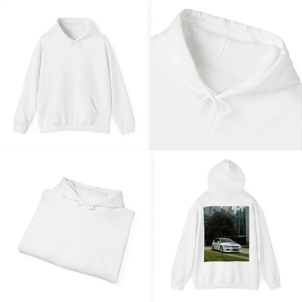Mitsubishi Lancer Evolution White Urban City – Hoodies