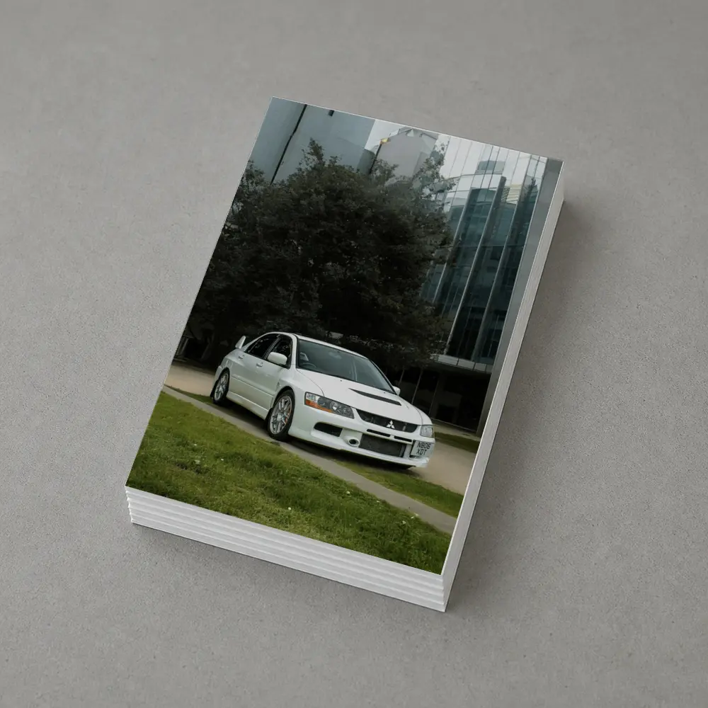 Mitsubishi Lancer Evolution White Urban City – Postcards