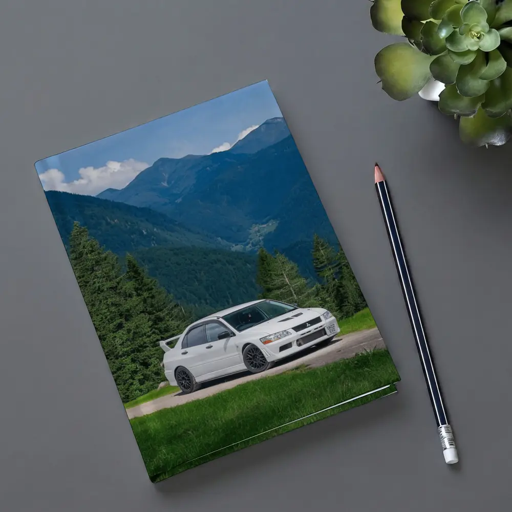 Mitsubishi Lancer Evolution White Mountain Road – Notebooks