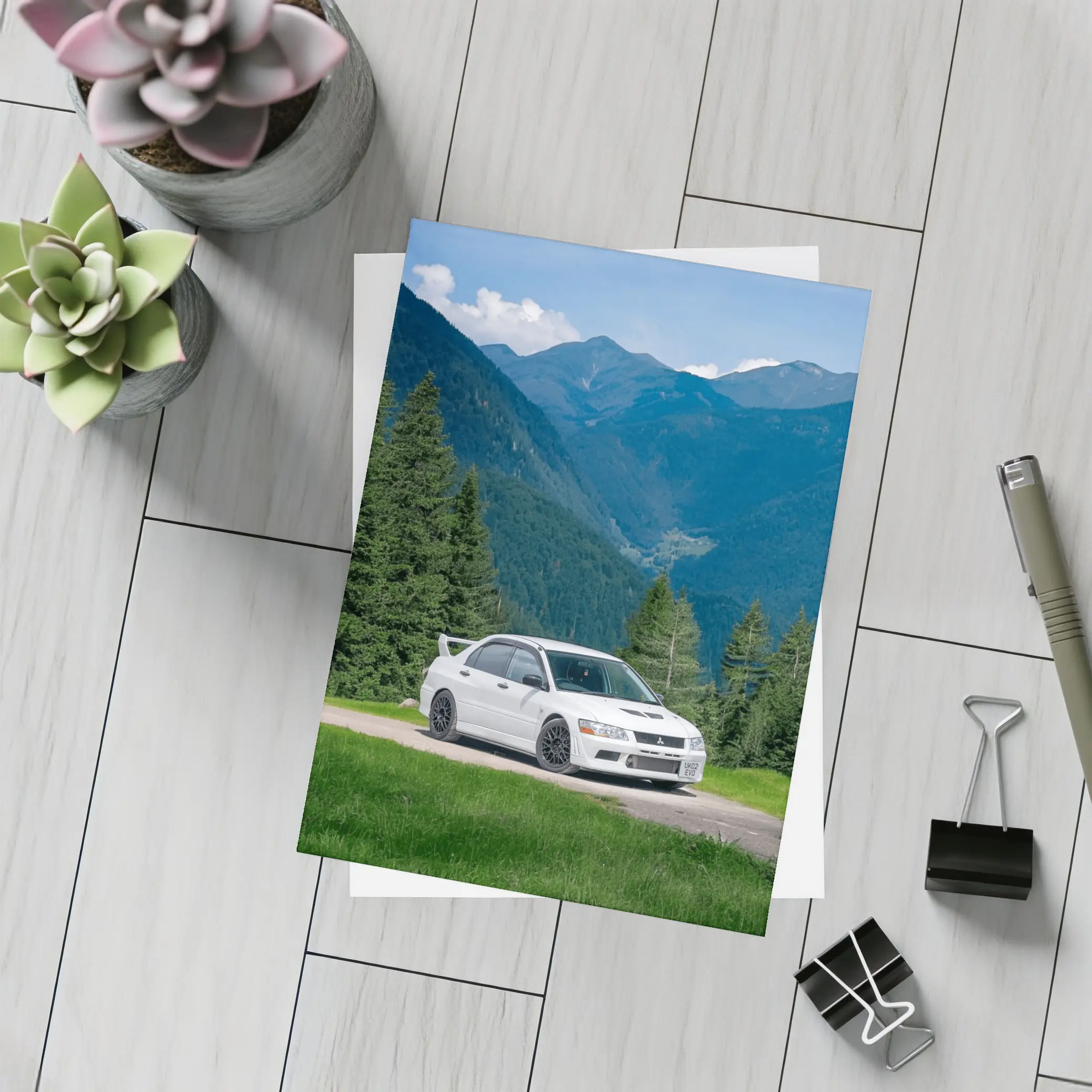 Mitsubishi Lancer Evolution White Mountain Road – Postcards
