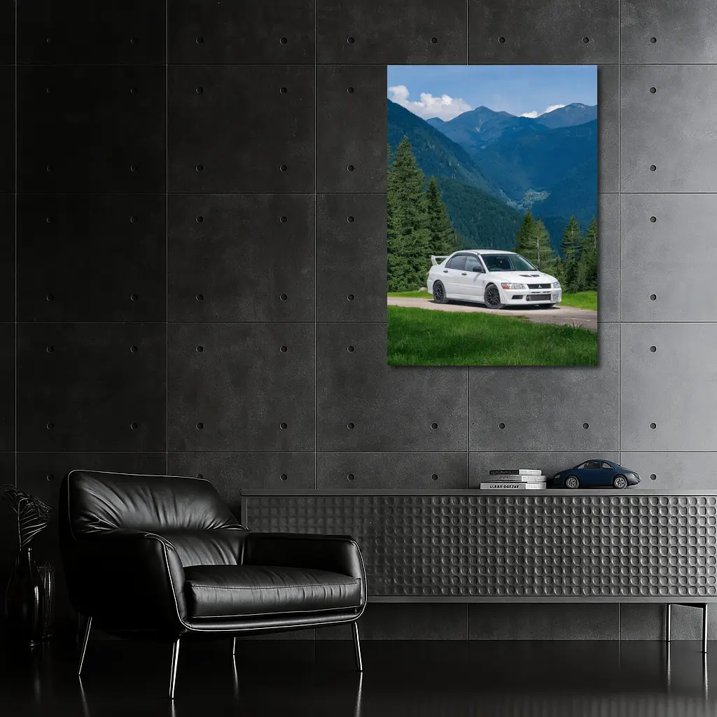 Mitsubishi Lancer Evolution White Mountain Road – Wall Art