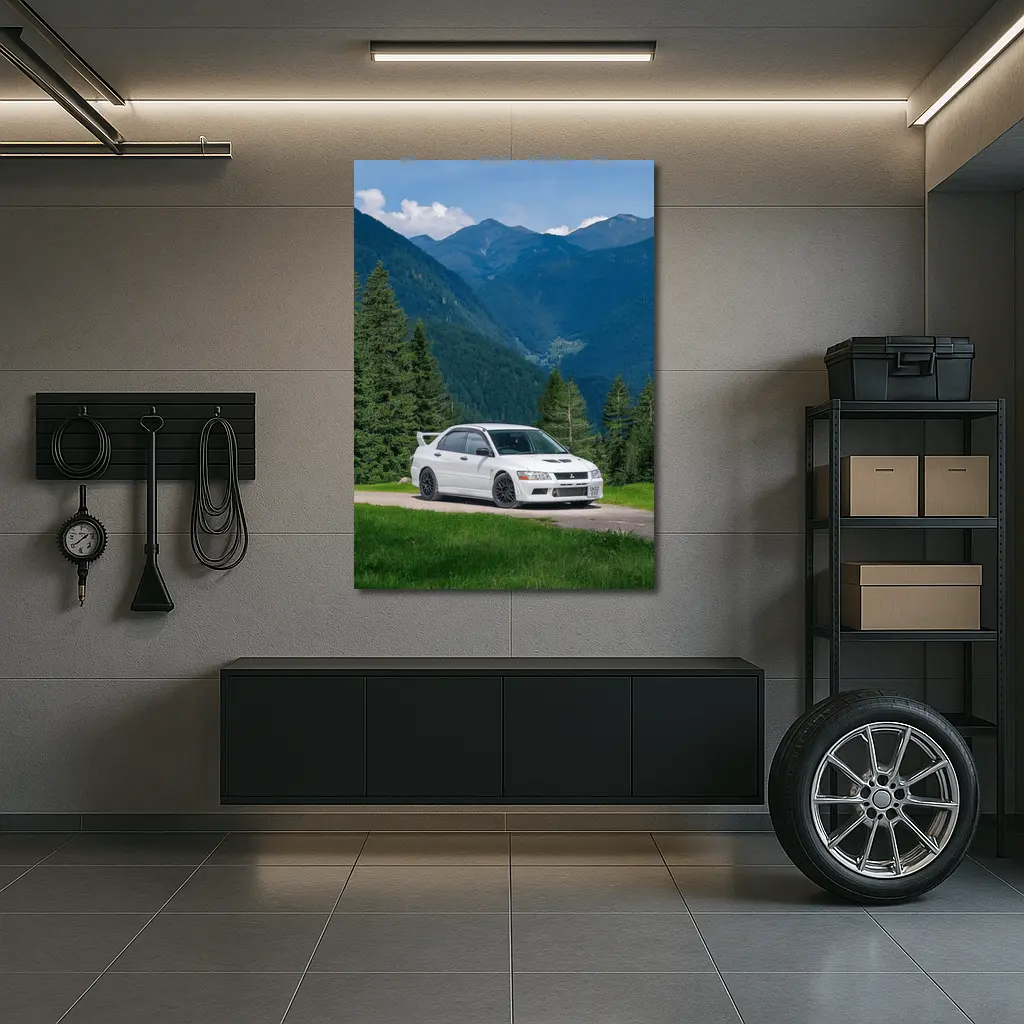 Mitsubishi Lancer Evolution White Mountain Road – Wall Art
