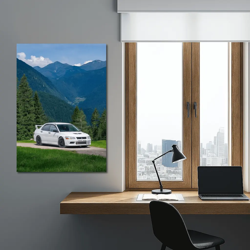Mitsubishi Lancer Evolution White Mountain Road – Wall Art