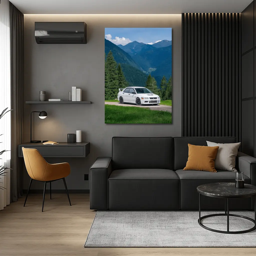 Mitsubishi Lancer Evolution White Mountain Road – Wall Art