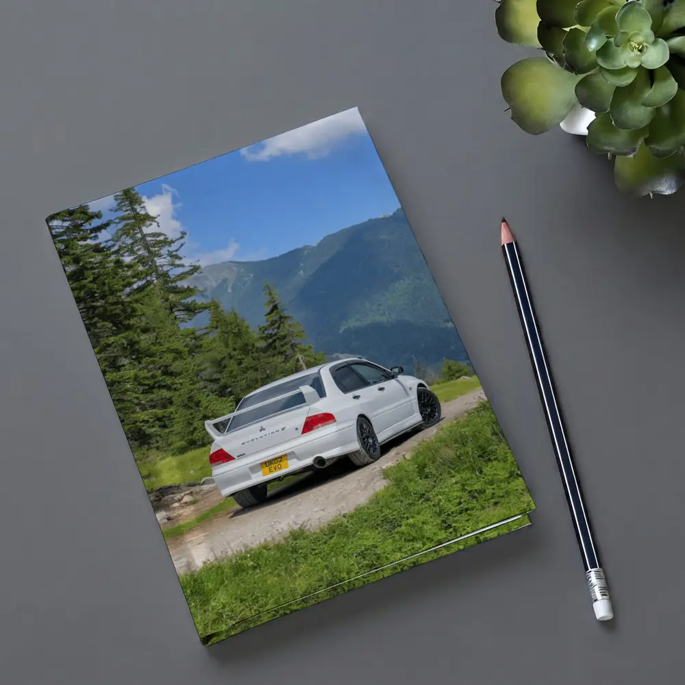 Mitsubishi Lancer Evolution White Mountain Road – Notebooks