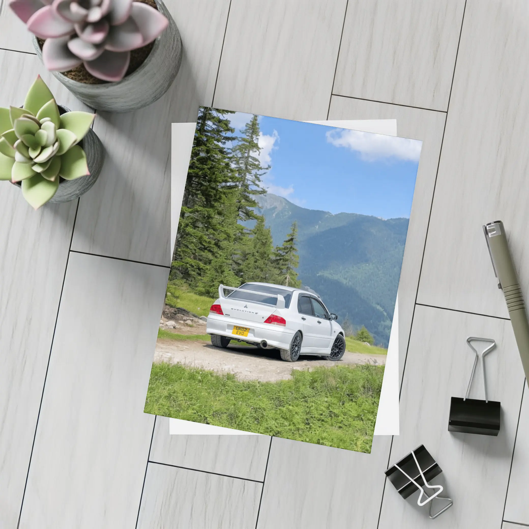Mitsubishi Lancer Evolution White Mountain Road – Postcards