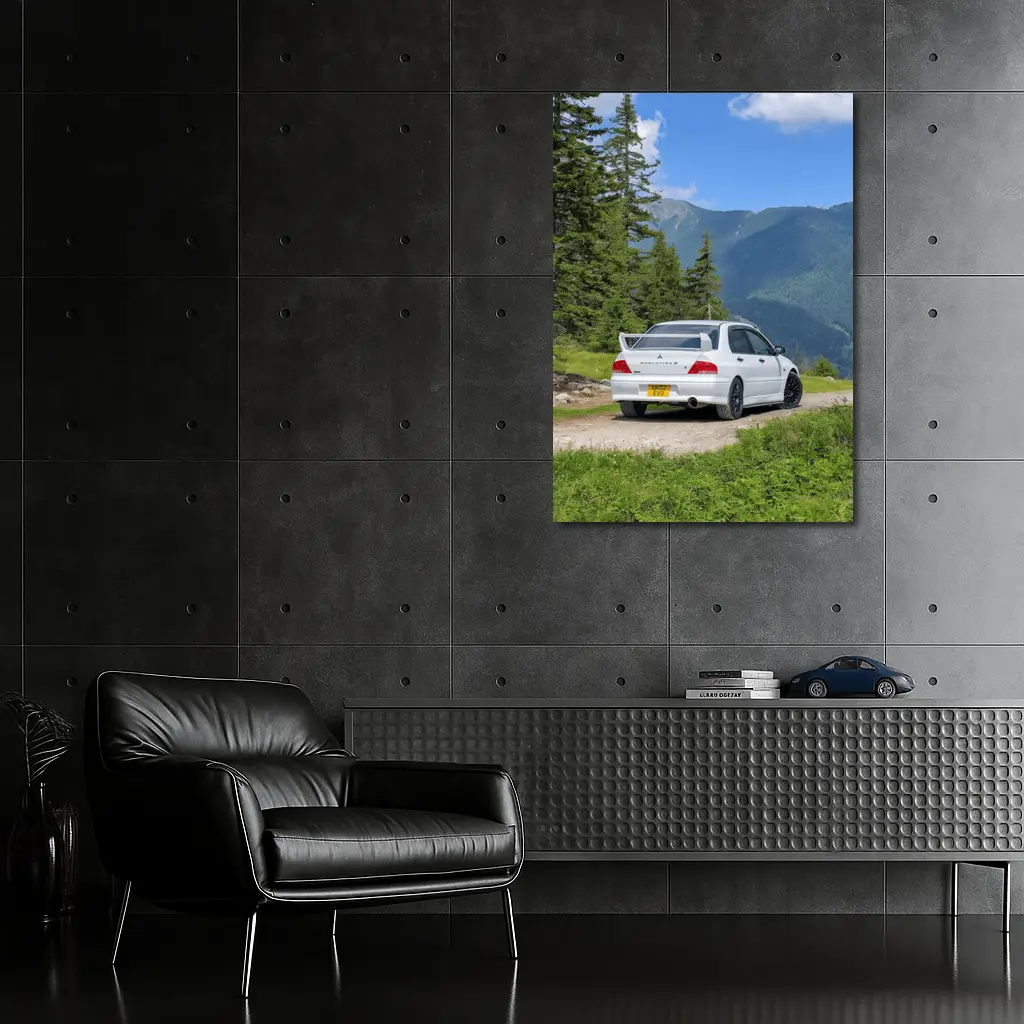 Mitsubishi Lancer Evolution White Mountain Road – Wall Art