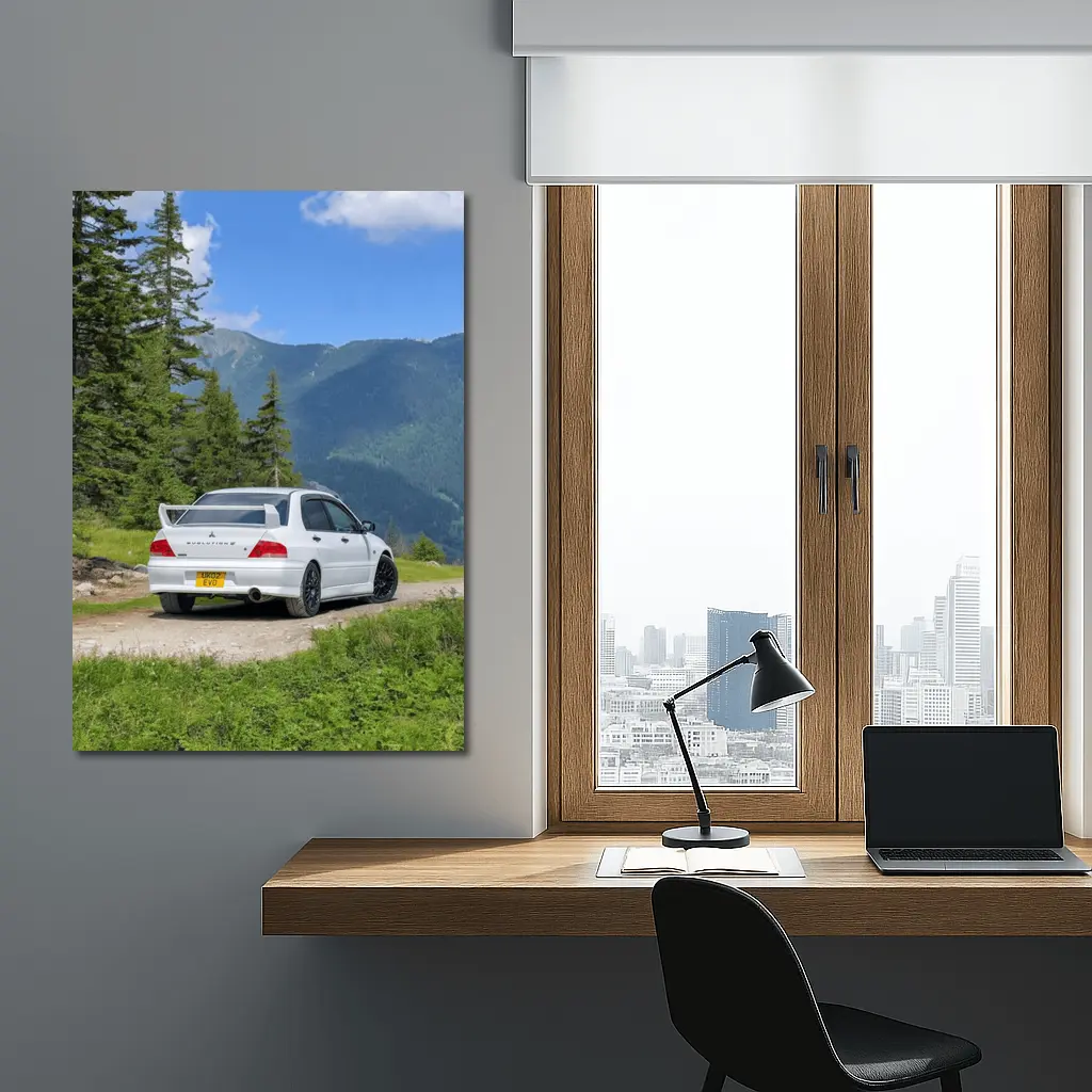 Mitsubishi Lancer Evolution White Mountain Road – Wall Art