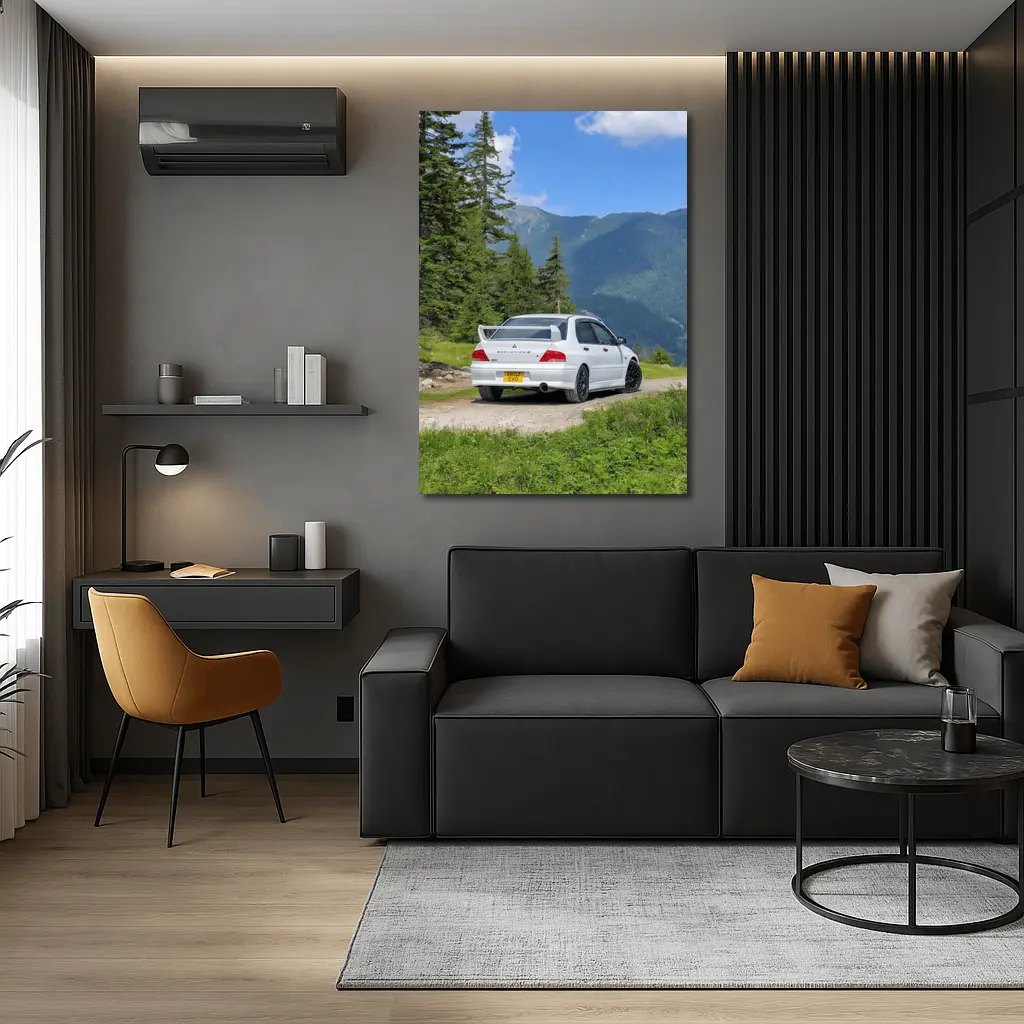 Mitsubishi Lancer Evolution White Mountain Road – Wall Art