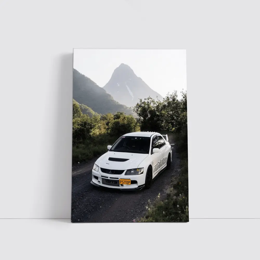 Mitsubishi Lancer Evolution White Mountain Road – Wall Art