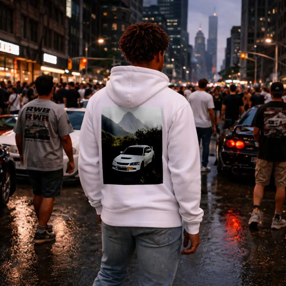 Mitsubishi Lancer Evolution White Mountain Road – Hoodies
