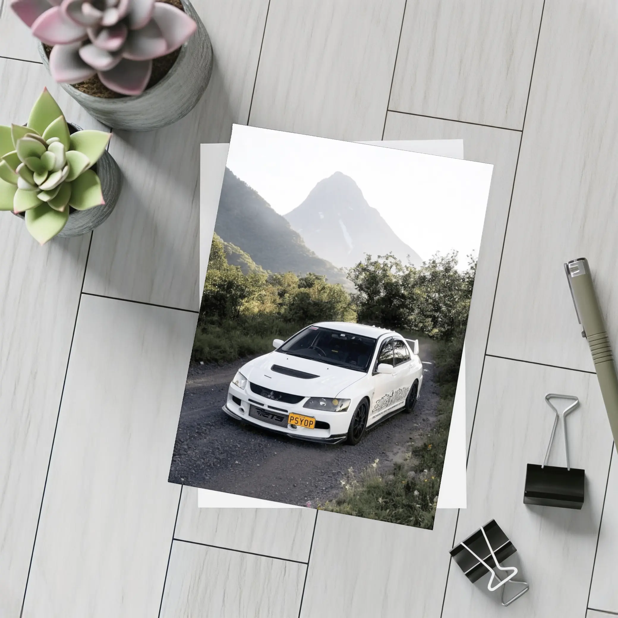 Mitsubishi Lancer Evolution White Mountain Road – Postcards