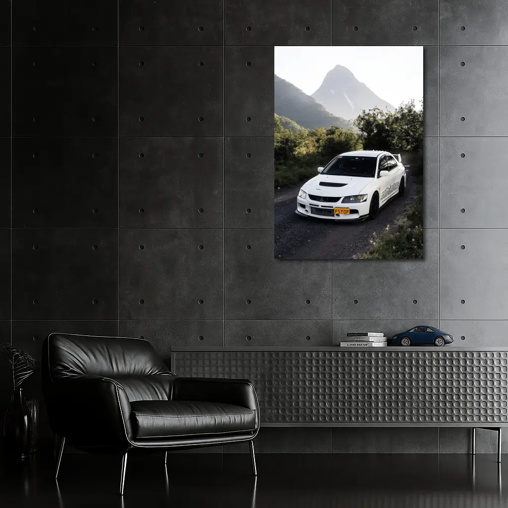 Mitsubishi Lancer Evolution White Mountain Road – Wall Art