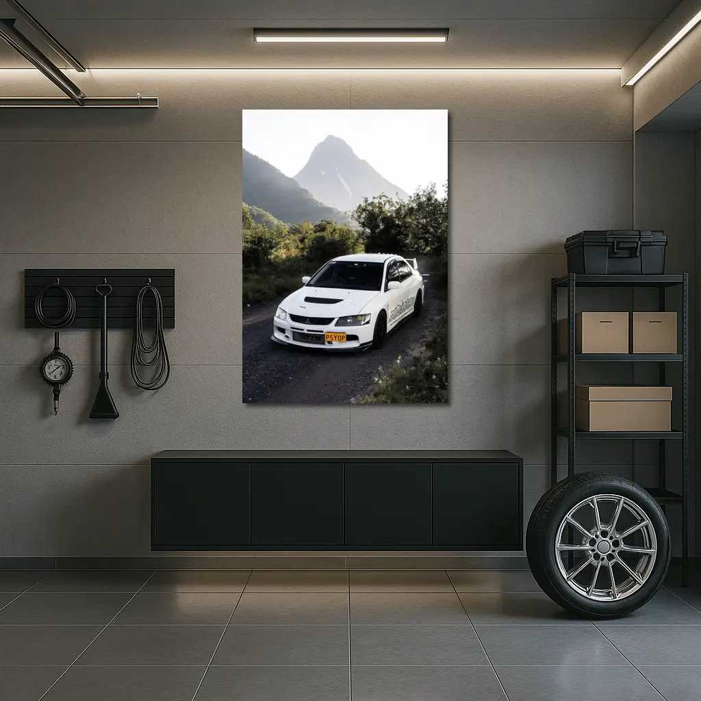 Mitsubishi Lancer Evolution White Mountain Road – Wall Art