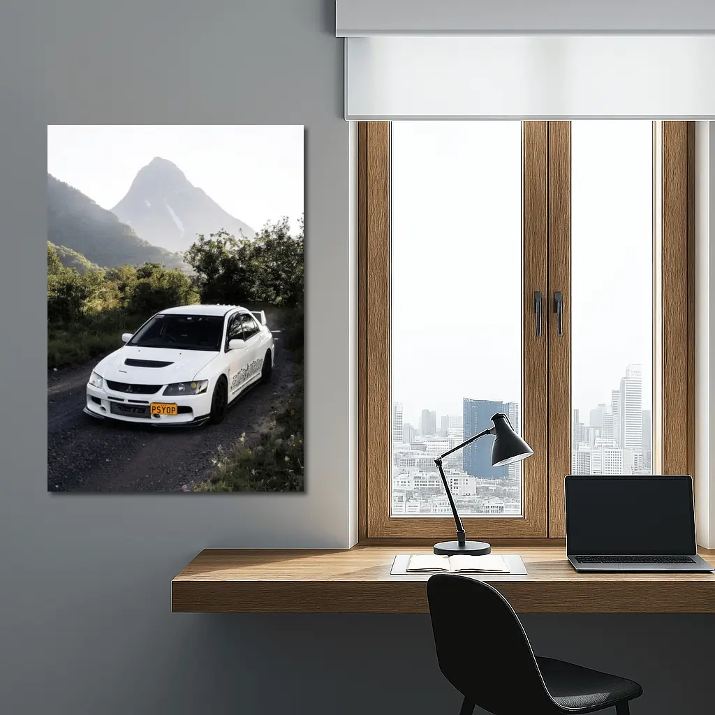 Mitsubishi Lancer Evolution White Mountain Road – Wall Art