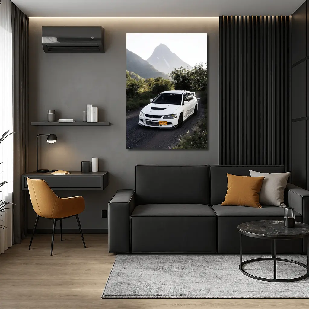 Mitsubishi Lancer Evolution White Mountain Road – Wall Art