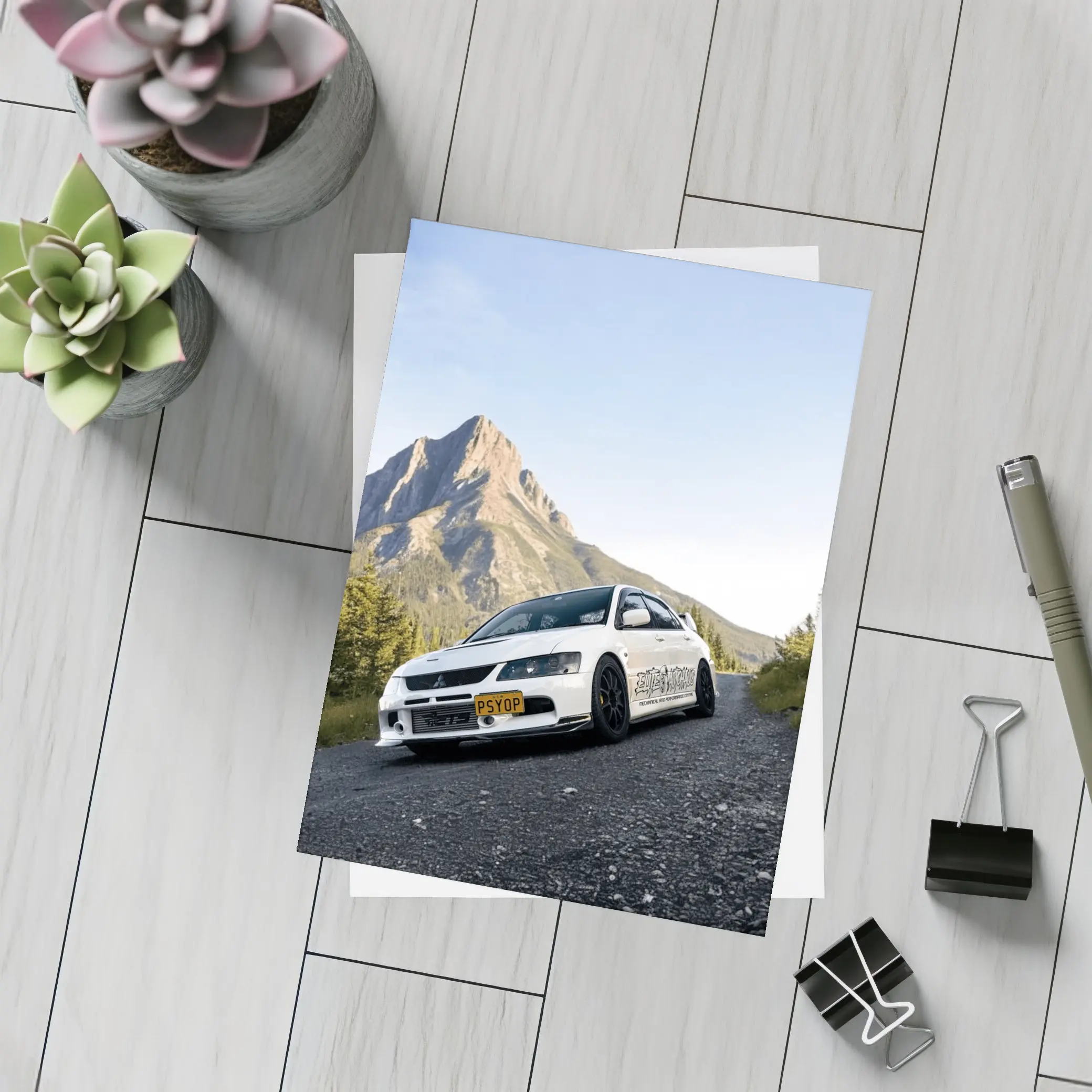Mitsubishi Lancer Evolution White Mountain Road – Postcards