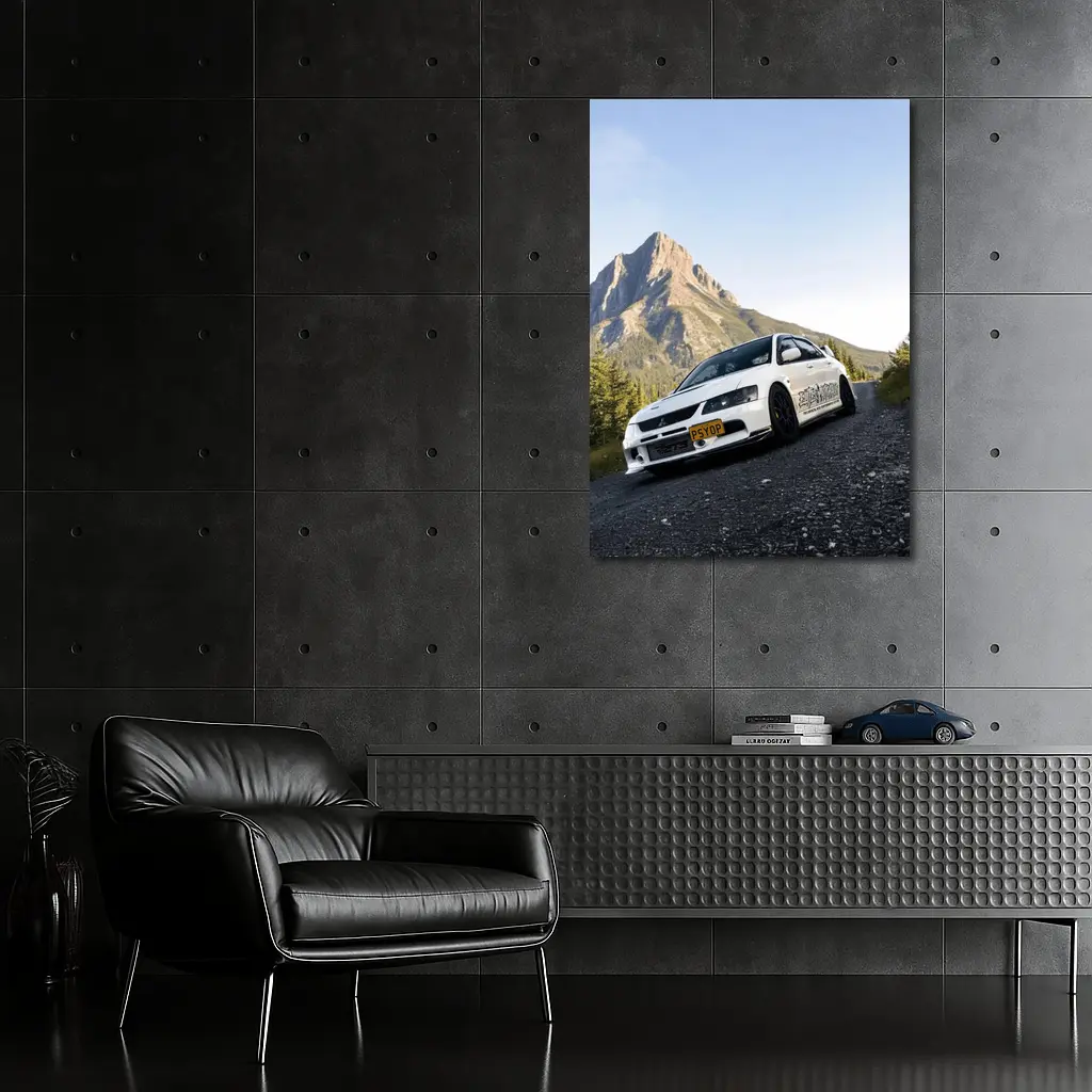 Mitsubishi Lancer Evolution White Mountain Road – Wall Art