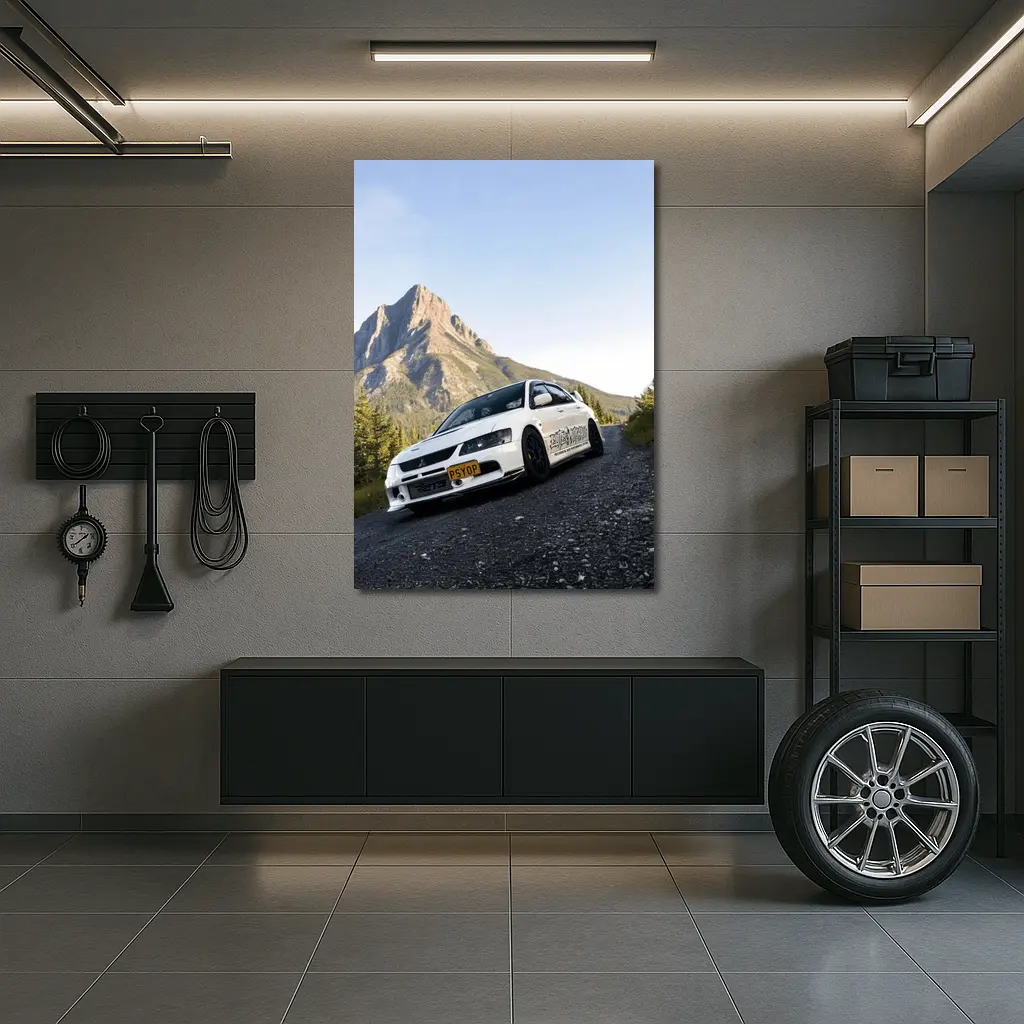 Mitsubishi Lancer Evolution White Mountain Road – Wall Art