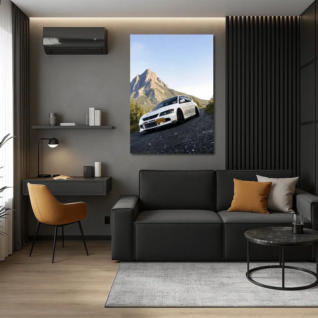Mitsubishi Lancer Evolution White Mountain Road – Wall Art