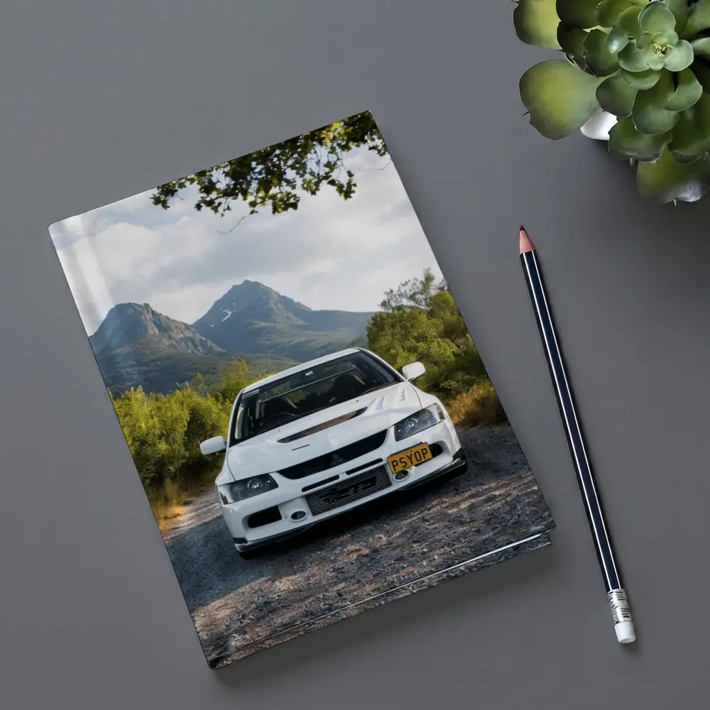 Mitsubishi Lancer Evolution White Mountain Road – Notebooks