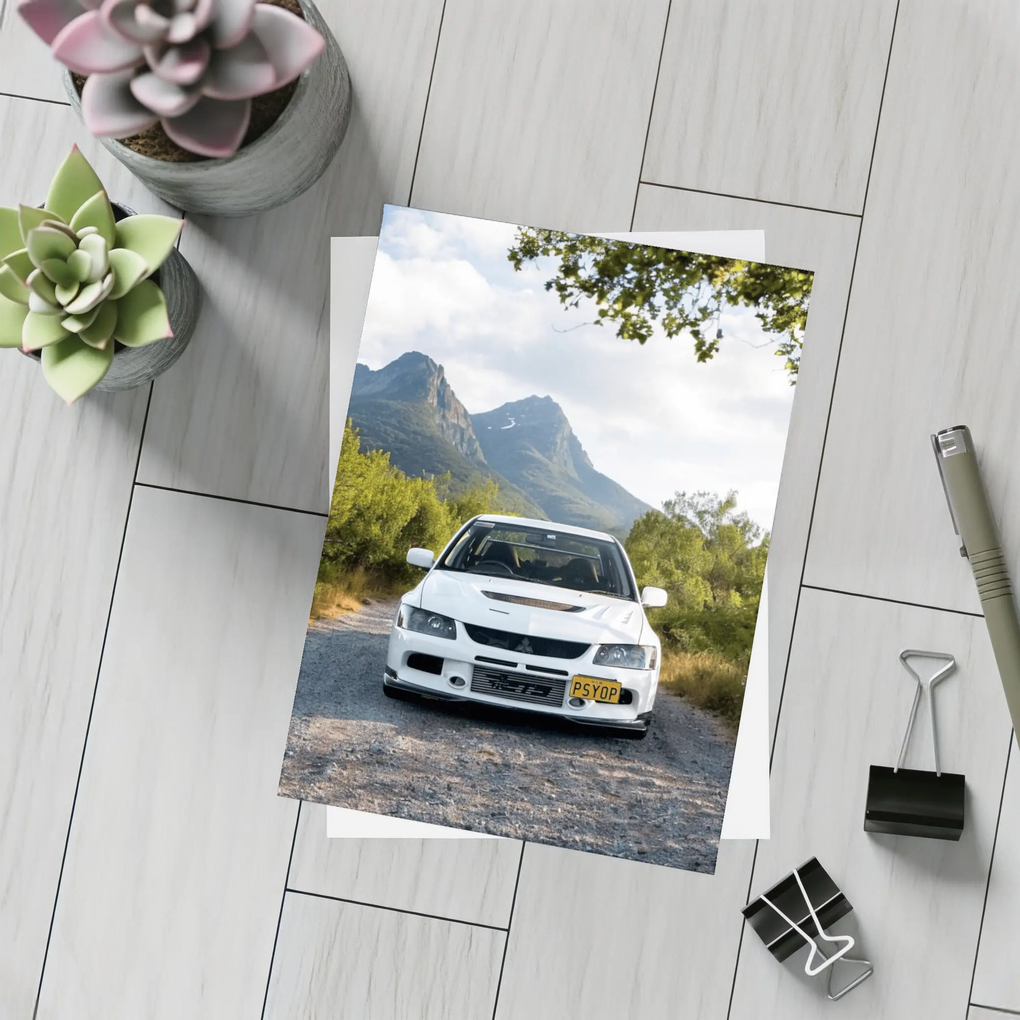 Mitsubishi Lancer Evolution White Mountain Road – Postcards