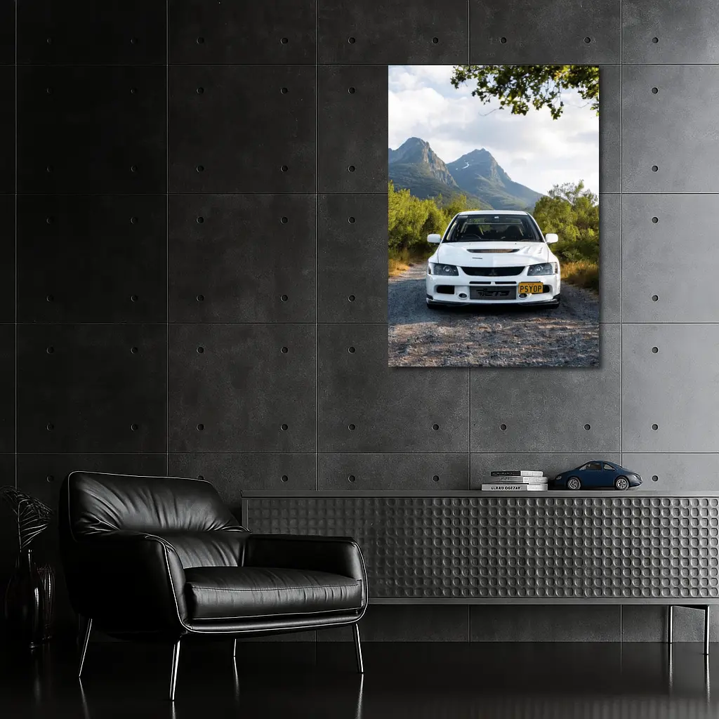 Mitsubishi Lancer Evolution White Mountain Road – Wall Art