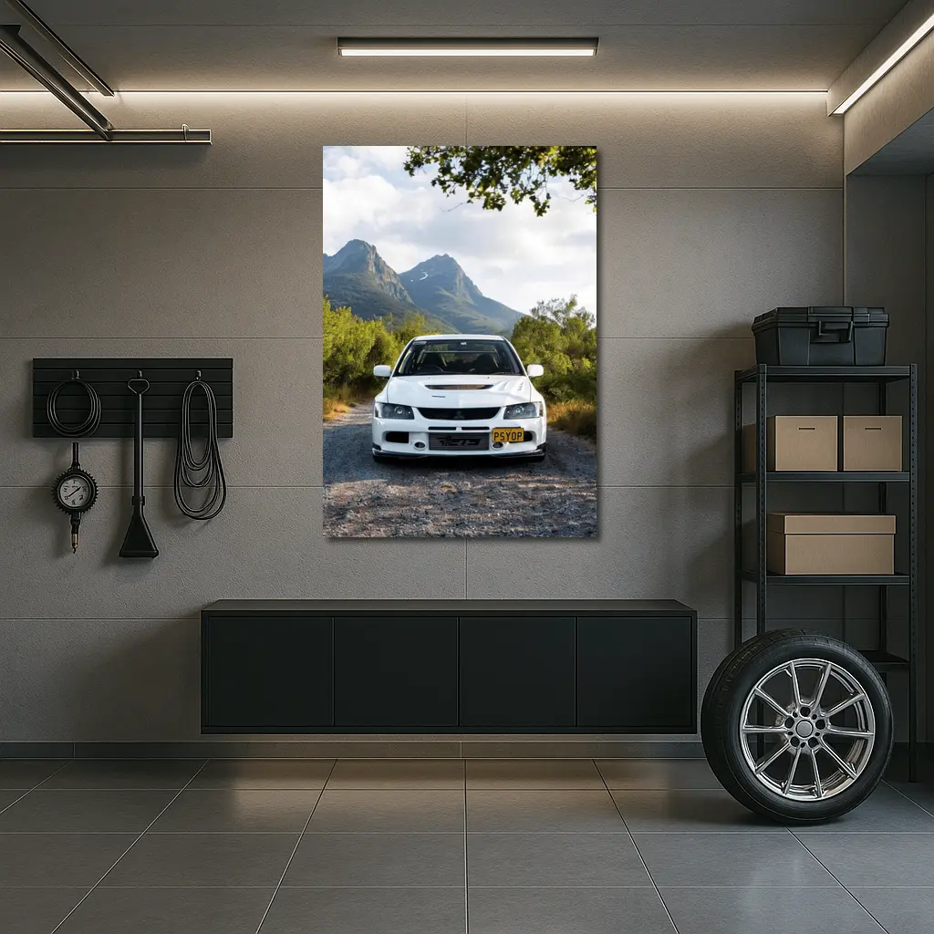 Mitsubishi Lancer Evolution White Mountain Road – Wall Art