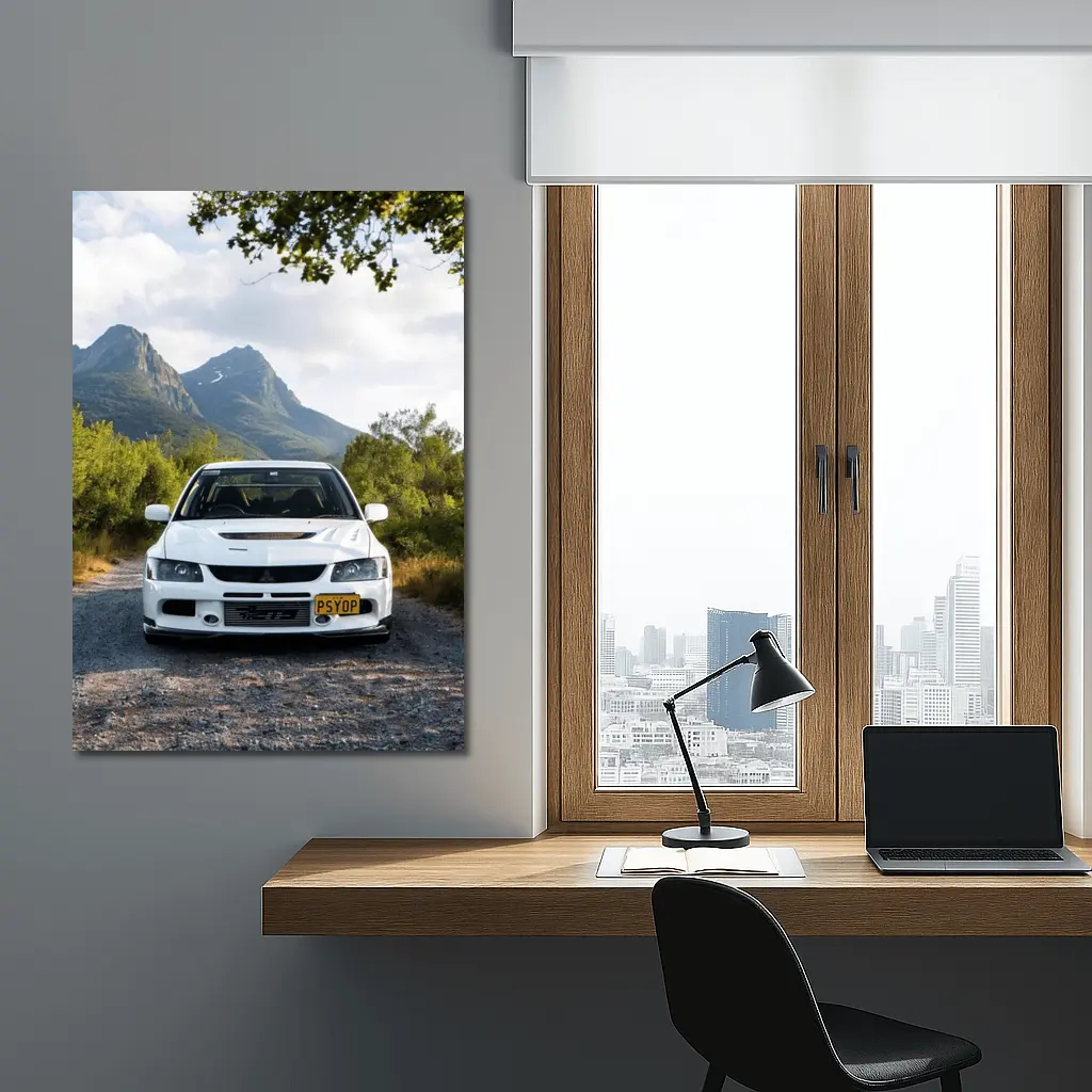 Mitsubishi Lancer Evolution White Mountain Road – Wall Art