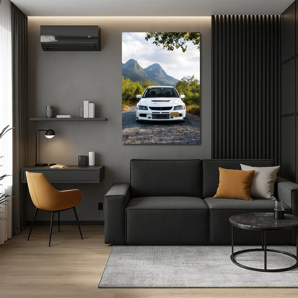 Mitsubishi Lancer Evolution White Mountain Road – Wall Art