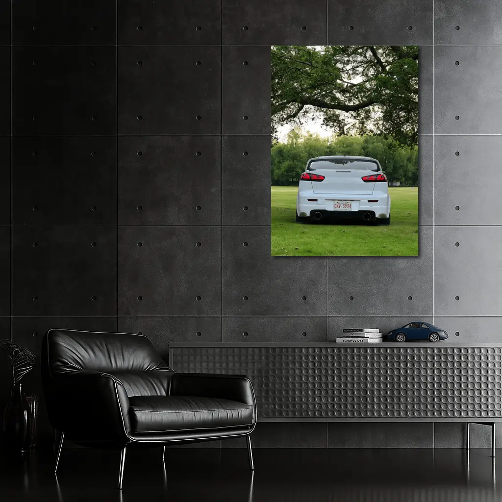 Mitsubishi Lancer White Rear Park Setting – Wall Art