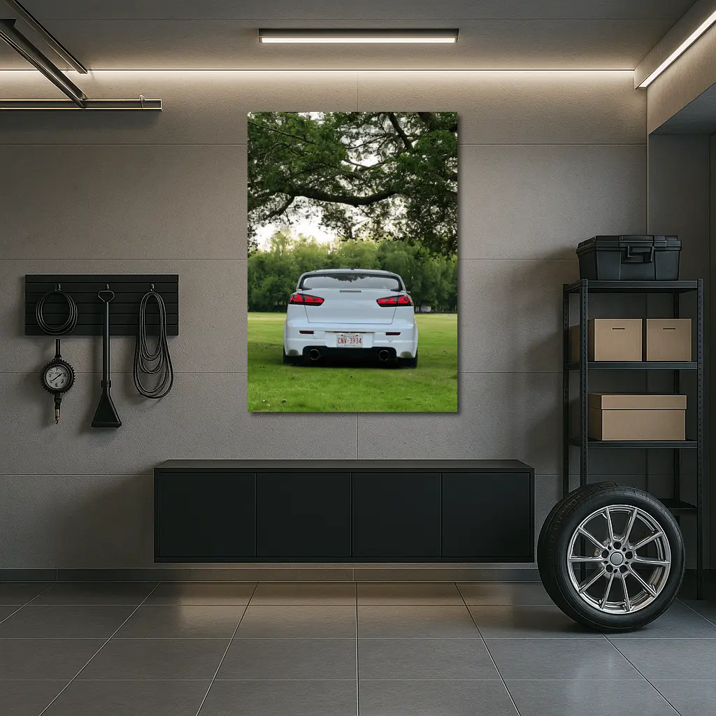 Mitsubishi Lancer White Rear Park Setting – Wall Art