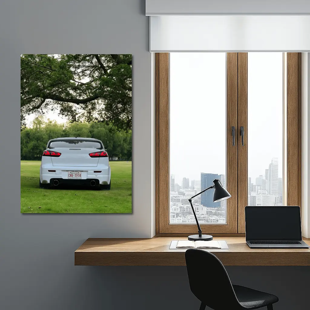 Mitsubishi Lancer White Rear Park Setting – Wall Art