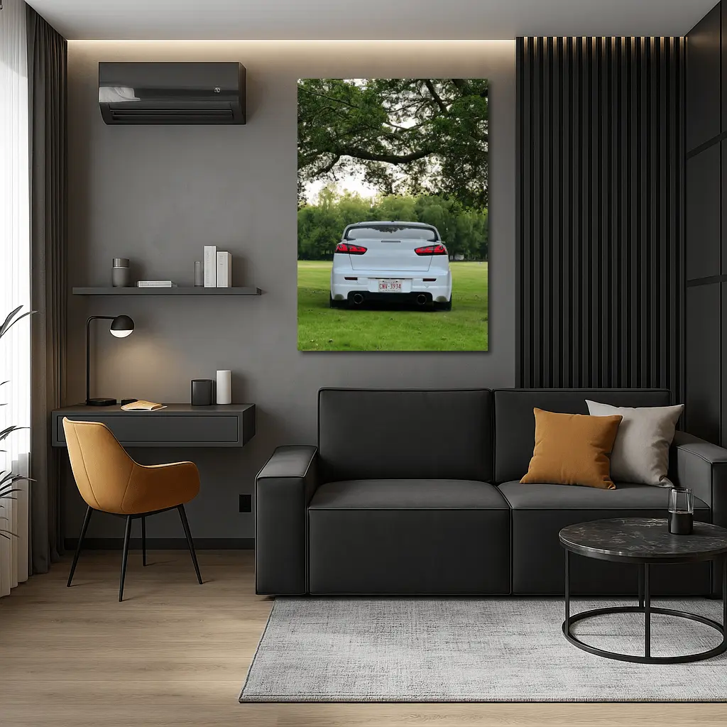 Mitsubishi Lancer White Rear Park Setting – Wall Art
