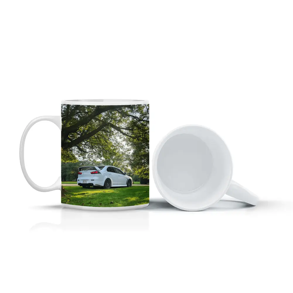 Mitsubishi Lancer Evolution White Park Setting – Mugs