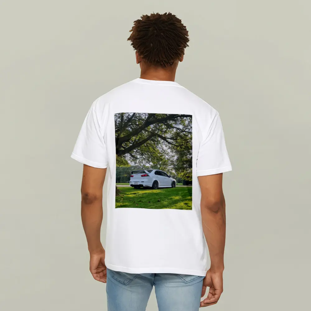 Mitsubishi Lancer Evolution White Park Setting – T-Shirts