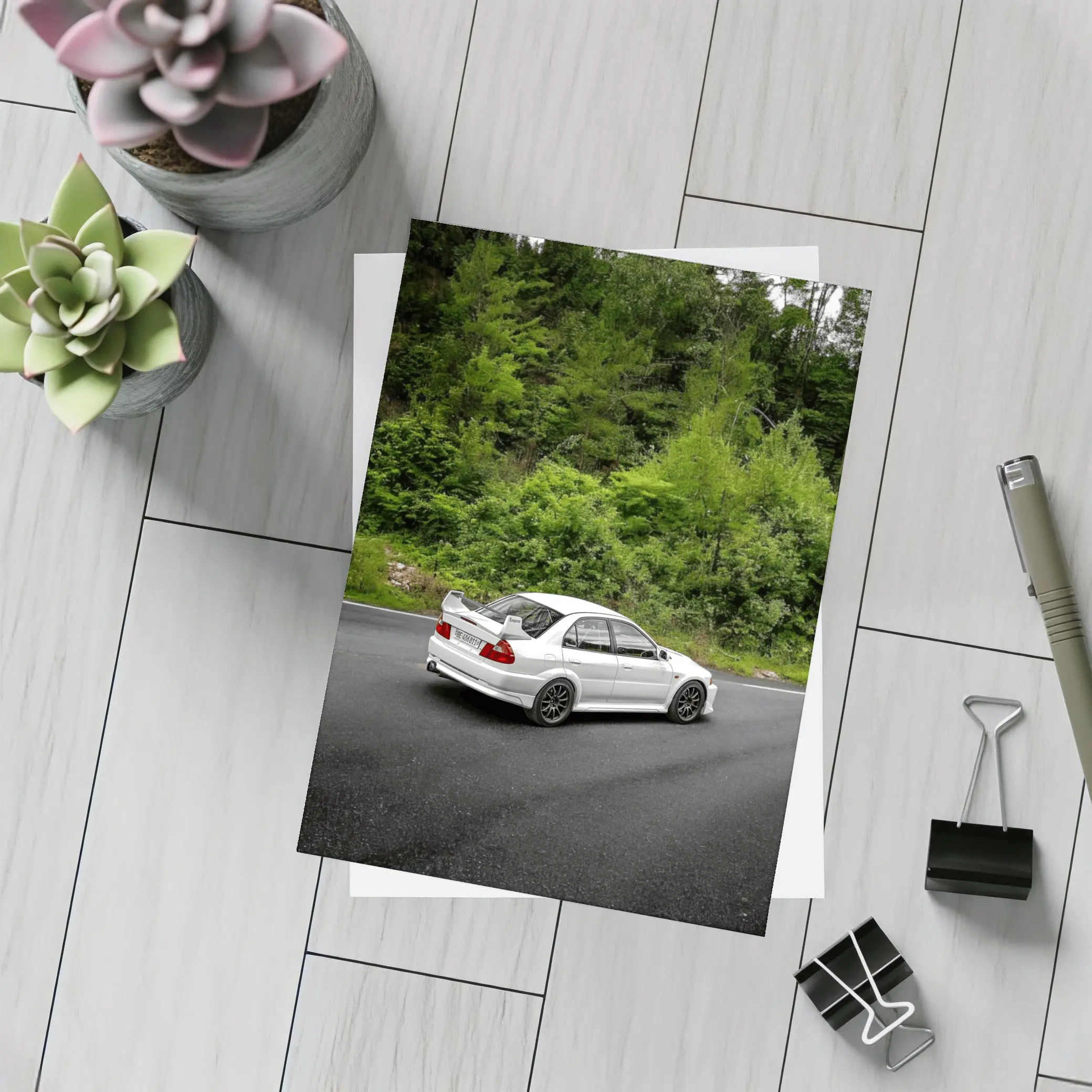 Mitsubishi Lancer Evolution White Mountain Road – Postcards