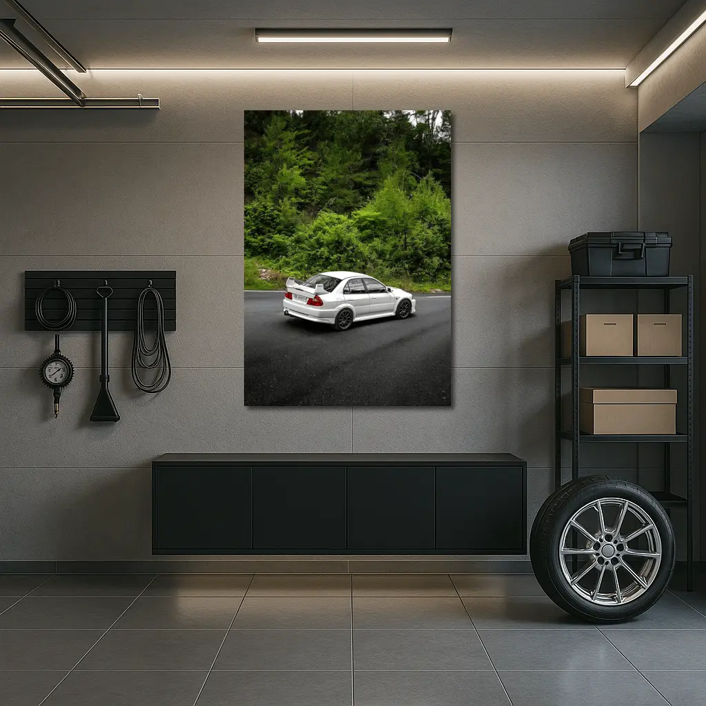 Mitsubishi Lancer Evolution White Mountain Road – Wall Art
