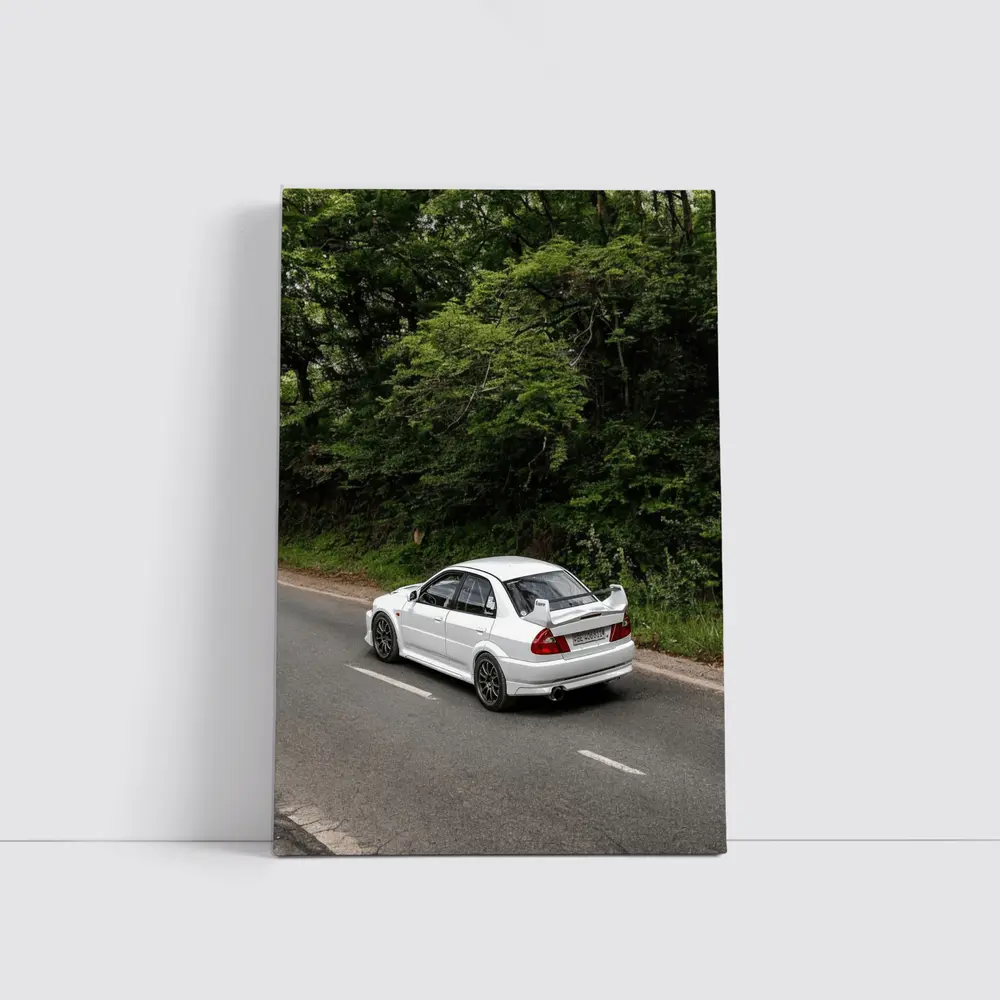 Mitsubishi Lancer Evolution White Road Drive – Wall Art